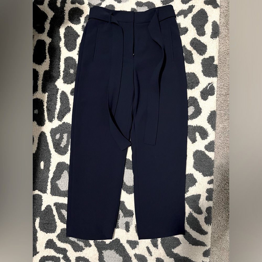 Aritzia Babaton Tie Front pants cropped size 8 navy pure indigo